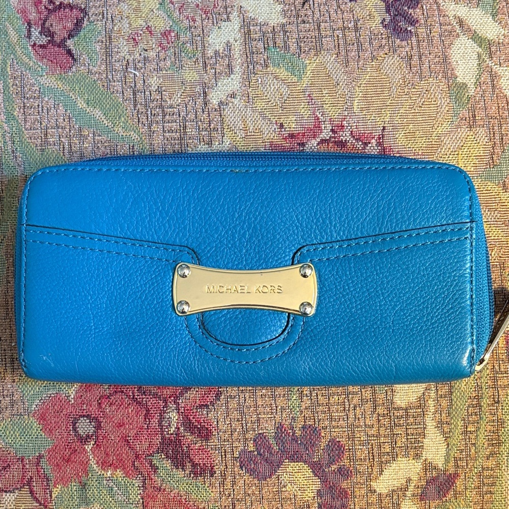 Michael Kors Vibrant Blue Saratoga Leather Wallet